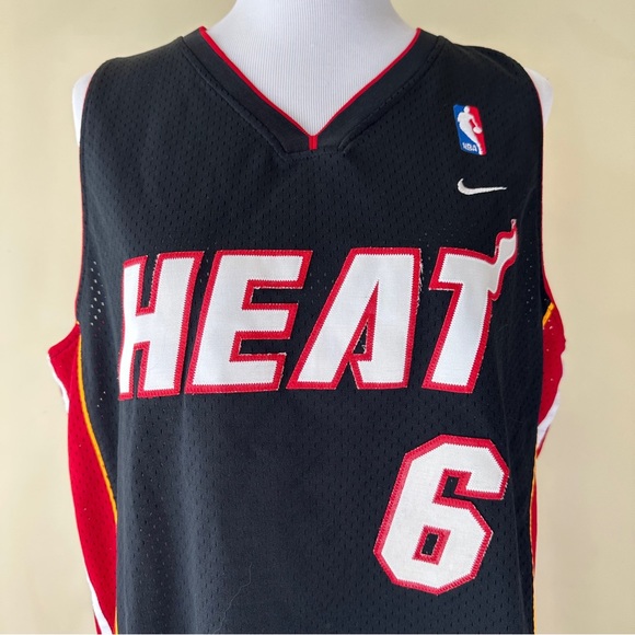 Nike NBA Miami Heat Basketball Jersey Eddie Jones # 6 Black Red Mens Size Large - Picture 2 of 12
